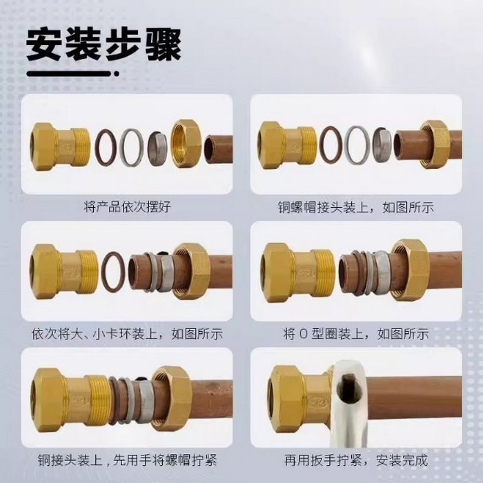 紫铜管接头（平板太阳能集热器铜管卡套直接配件）