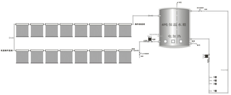4吨太阳能热水工程真空管集热器示意图