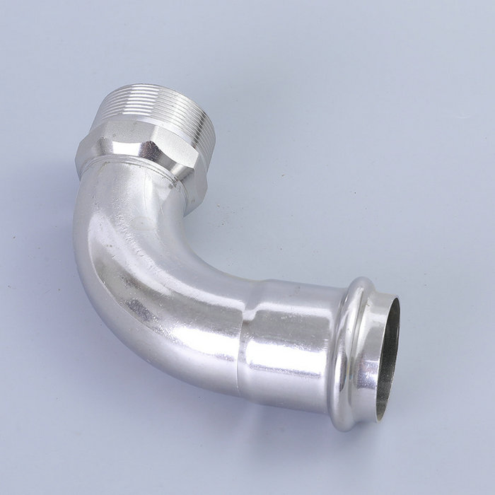 卡压式不锈钢管件：外螺纹90°转换弯头
