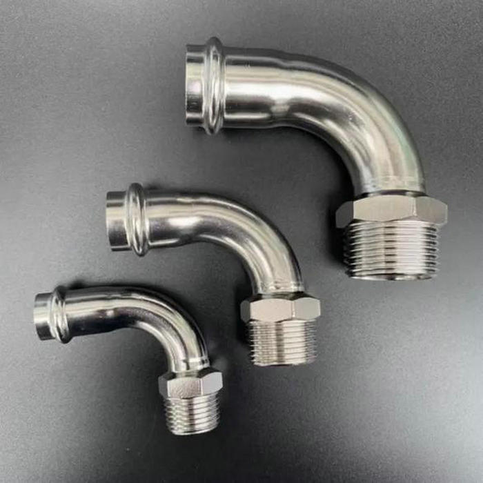 卡压式不锈钢管件(外丝弯头)外螺纹90°转换弯头