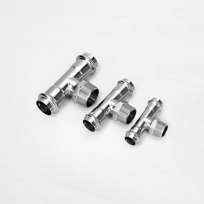 卡压式不锈钢管件(外丝三通)外螺纹三通转换接头