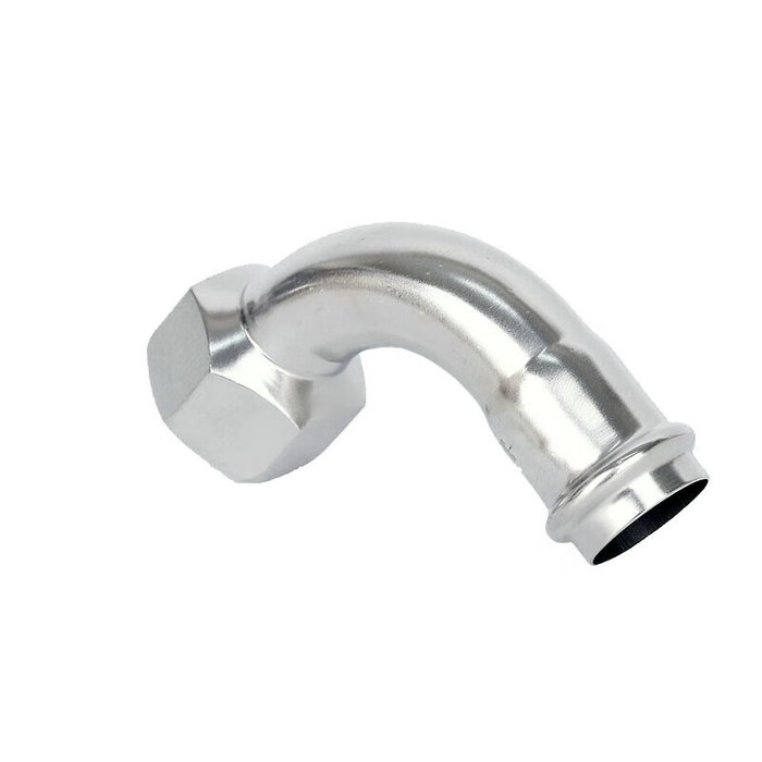 卡压式不锈钢管件：内螺纹90°转换弯头（长）