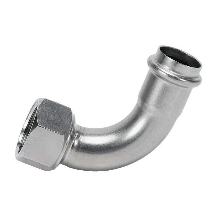 卡压式不锈钢管件：内螺纹90°转换弯头（长）