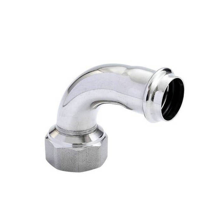 卡压式不锈钢管件：内螺纹90°转换弯头（长）