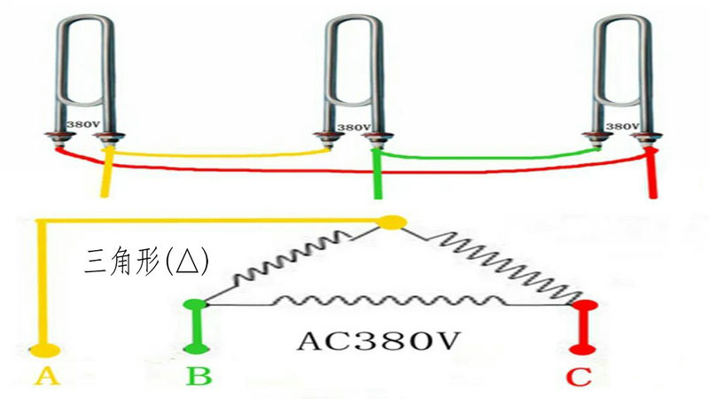 电加热管的接法:三角形(△)接法