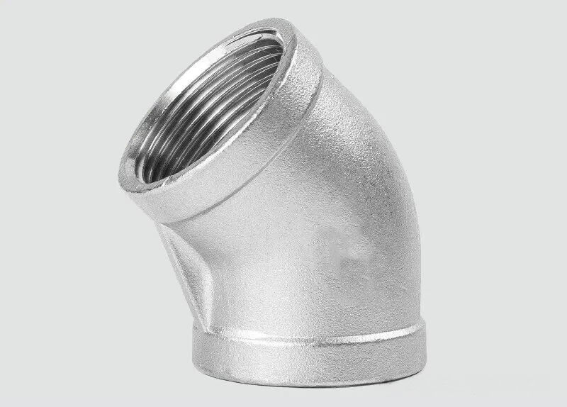 不锈钢连接管件：45°内丝弯头 